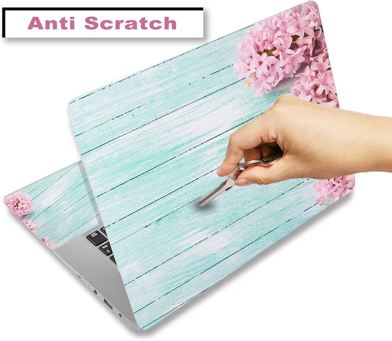 ARTSO 15.6 inch Laptop Notebook Skin Sticker Universal Soft Art Cover Decal Fits 12 13 13.3 14 15 15.4 15.6 inch Laptop Protector,Easy to Apply, Reusable, Wood Pink Flower - Image 2